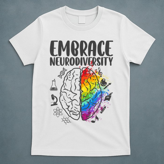 Embrace Neurodiversity Autism Awareness Colorful Brain T-Shirt