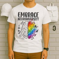 Embrace Neurodiversity Autism Awareness Colorful Brain T-Shirt