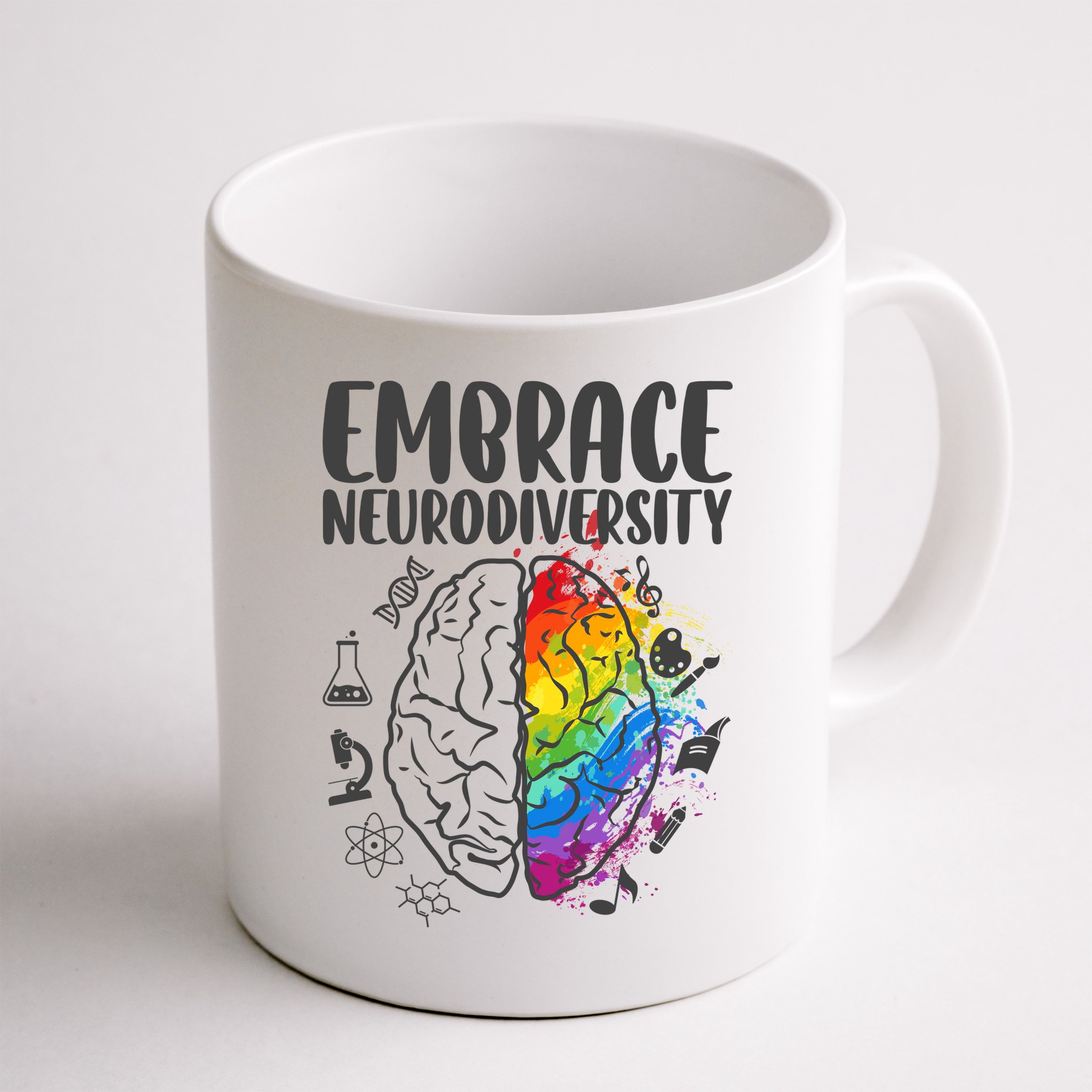 Embrace Neurodiversity Autism Awareness Colorful Brain Mug