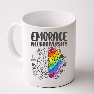 Embrace Neurodiversity Autism Awareness Colorful Brain Mug