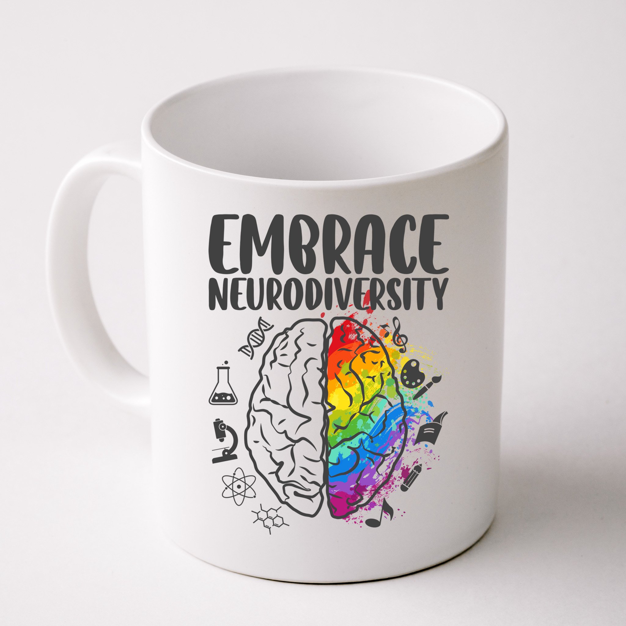 Embrace Neurodiversity Autism Awareness Colorful Brain Mug