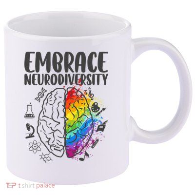 Embrace Neurodiversity Autism Awareness Colorful Brain 11oz C Handle Ceramic Mug