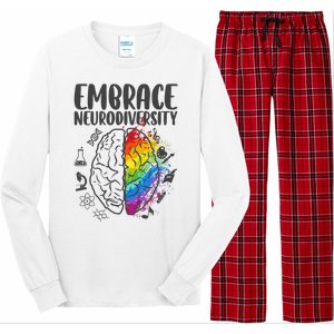 Embrace Neurodiversity Autism Awareness Colorful Brain Long Sleeve Pajama Set