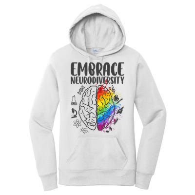 Embrace Neurodiversity Autism Awareness Colorful Brain Women's Pullover Hoodie