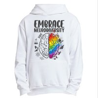 Embrace Neurodiversity Autism Awareness Colorful Brain Urban Pullover Hoodie