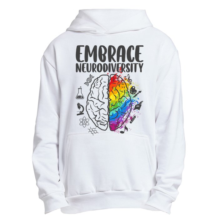 Embrace Neurodiversity Autism Awareness Colorful Brain Urban Pullover Hoodie