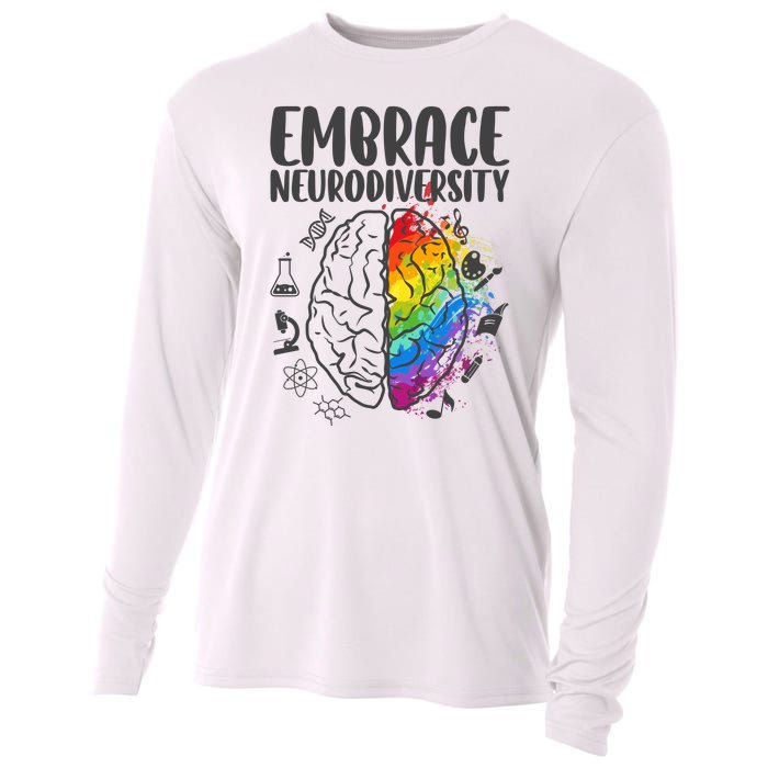 Embrace Neurodiversity Autism Awareness Colorful Brain Cooling Performance Long Sleeve Crew