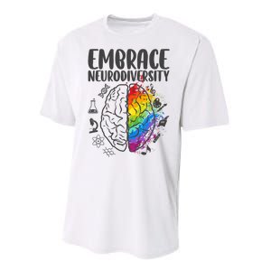 Embrace Neurodiversity Autism Awareness Colorful Brain Performance Sprint T-Shirt