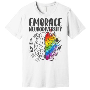 Embrace Neurodiversity Autism Awareness Colorful Brain Premium T-Shirt