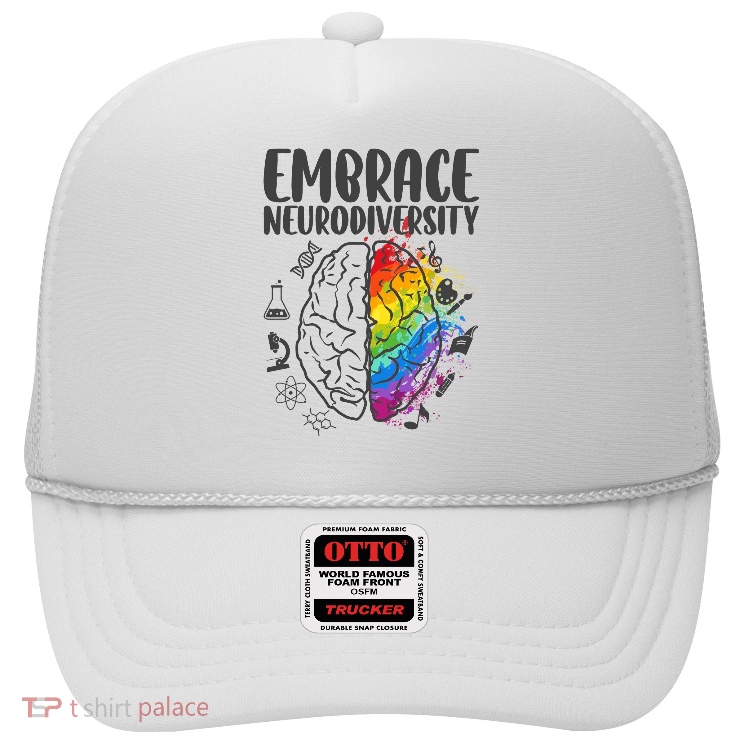 Embrace Neurodiversity Autism Awareness Colorful Brain Trucker Hat