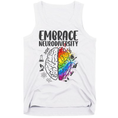 Embrace Neurodiversity Autism Awareness Colorful Brain Tank Top