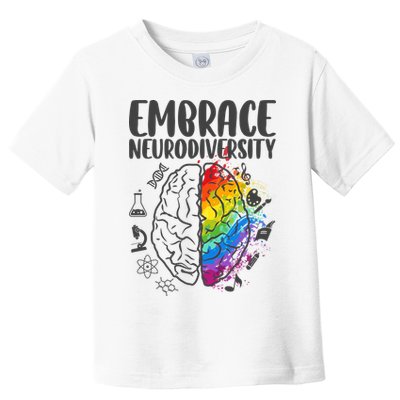 Embrace Neurodiversity Autism Awareness Colorful Brain Toddler T-Shirt