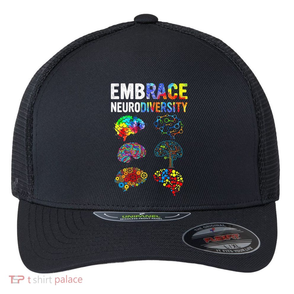 Embrace Neurodiversity Autism Awareness ASD Flexfit Unipanel Trucker Cap