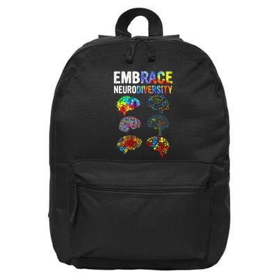 Embrace Neurodiversity Autism Awareness ASD 16 in Basic Backpack