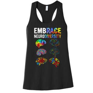 Embrace Neurodiversity Autism Awareness ASD Women's Racerback Tank