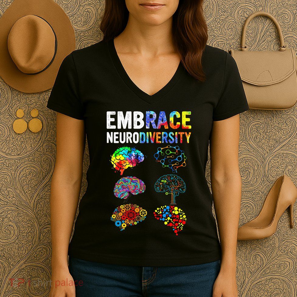 Embrace Neurodiversity Autism Awareness ASD Women's V-Neck T-Shirt