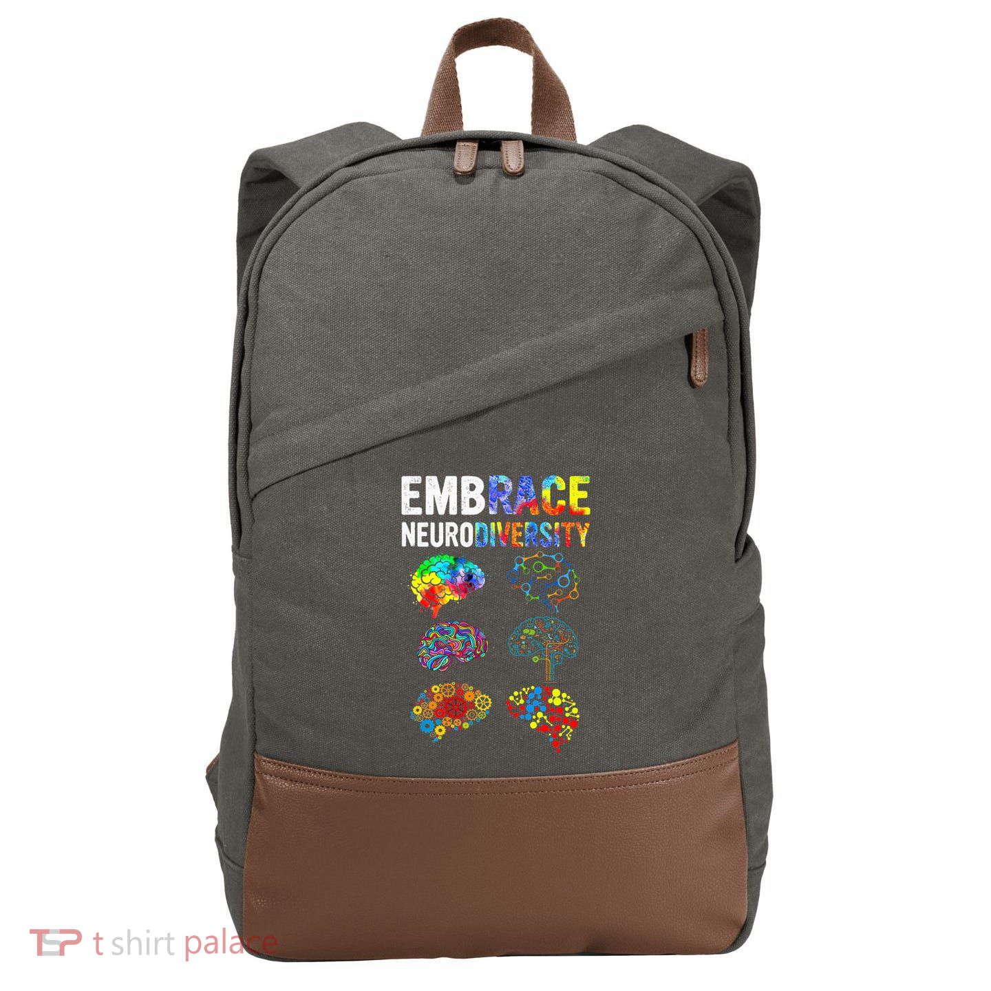 Embrace Neurodiversity Autism Awareness ASD Cotton Canvas Backpack
