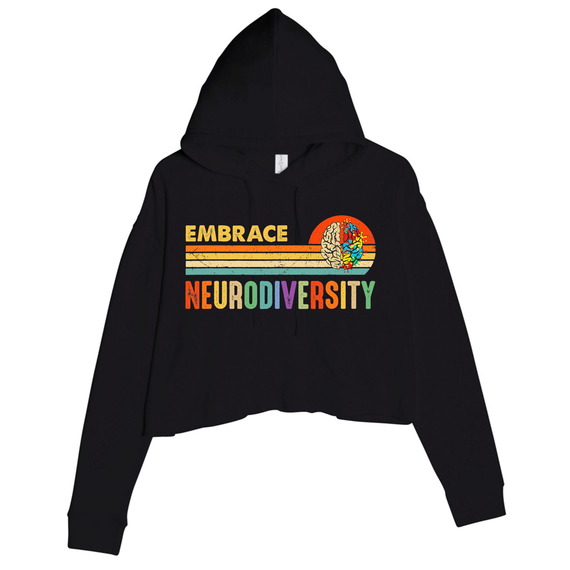 Embrace Neurodiversity Autism Awareness ASD ADHD Vintage Crop Fleece Hoodie