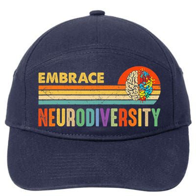 Embrace Neurodiversity Autism Awareness ASD ADHD Vintage 7-Panel Snapback Hat
