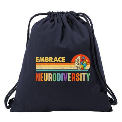 Embrace Neurodiversity Autism Awareness ASD ADHD Vintage Drawstring Bag