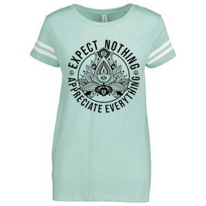 Expect Nothing Appreciate Everything Spiritual Lotus Yoga Enza Ladies Jersey Football T-Shirt