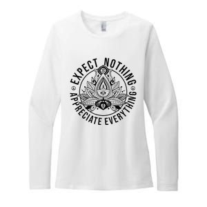 Expect Nothing Appreciate Everything Spiritual Lotus Yoga Womens CVC Long Sleeve Shirt