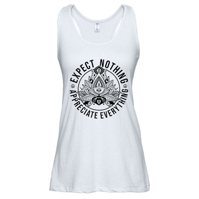 Expect Nothing Appreciate Everything Spiritual Lotus Yoga Ladies Essential Flowy Tank