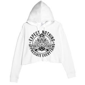 Expect Nothing Appreciate Everything Spiritual Lotus Yoga Crop Fleece Hoodie