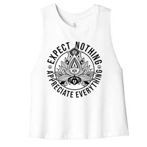 Expect Nothing Appreciate Everything Spiritual Lotus Yoga Women's Racerback Cropped Tank