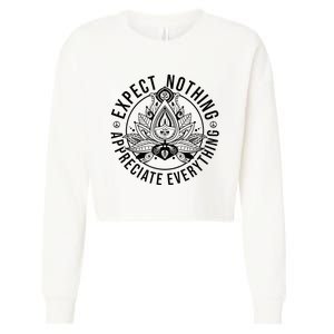 Expect Nothing Appreciate Everything Spiritual Lotus Yoga Cropped Pullover Crew