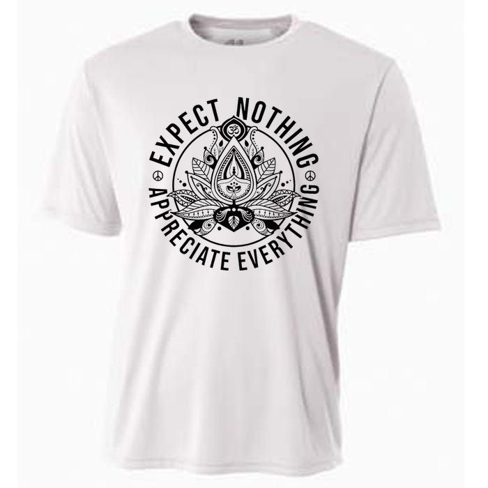 Expect Nothing Appreciate Everything Spiritual Lotus Yoga Cooling Performance Crew T-Shirt