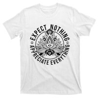 Expect Nothing Appreciate Everything Spiritual Lotus Yoga T-Shirt