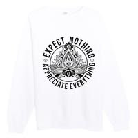 Expect Nothing Appreciate Everything Spiritual Lotus Yoga Premium Crewneck Sweatshirt