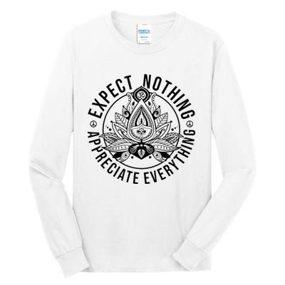 Expect Nothing Appreciate Everything Spiritual Lotus Yoga Tall Long Sleeve T-Shirt