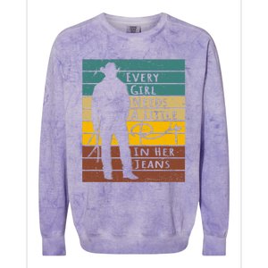 Every  Needs A Little Rip In Her Jeans Funny Quote Colorblast Crewneck Sweatshirt