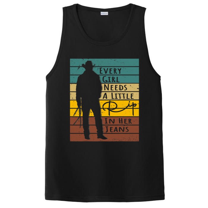 Every  Needs A Little Rip In Her Jeans Funny Quote PosiCharge Competitor Tank