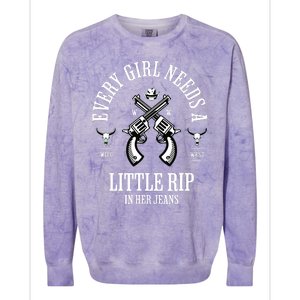 Every  Needs A Little Rip In Her Jeans retro Colorblast Crewneck Sweatshirt