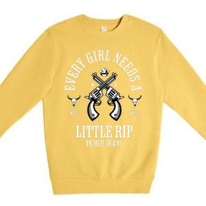 Every  Needs A Little Rip In Her Jeans retro Premium Crewneck Sweatshirt