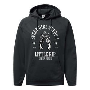 Every  Needs A Little Rip In Her Jeans retro Performance Fleece Hoodie