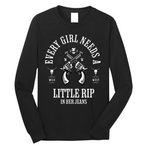 Every  Needs A Little Rip In Her Jeans retro Long Sleeve Shirt