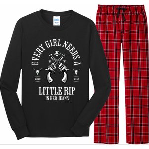 Every  Needs A Little Rip In Her Jeans retro Long Sleeve Pajama Set