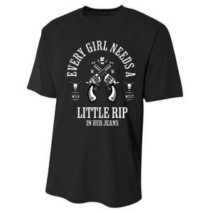 Every  Needs A Little Rip In Her Jeans retro Performance Sprint T-Shirt