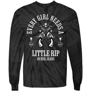 Every  Needs A Little Rip In Her Jeans retro Tie-Dye Long Sleeve Shirt