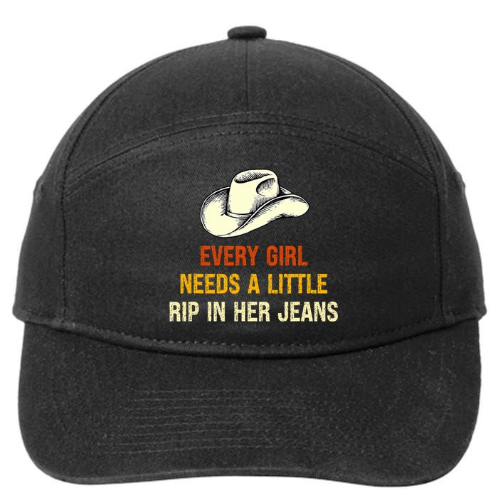 Every  Needs A Little Rip In Her Jeans Vintage Retro 7-Panel Snapback Hat