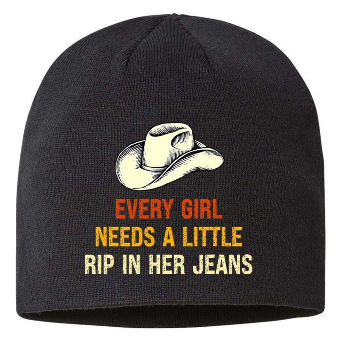 Every  Needs A Little Rip In Her Jeans Vintage Retro Sustainable Beanie