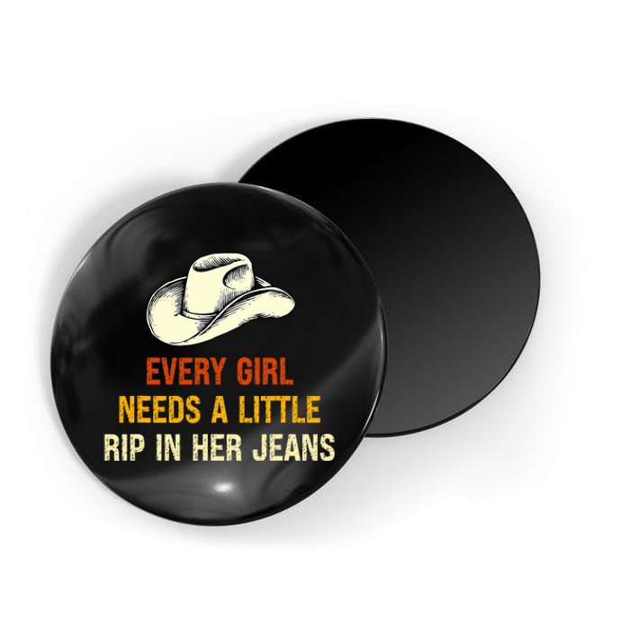 Every  Needs A Little Rip In Her Jeans Vintage Retro Magnet