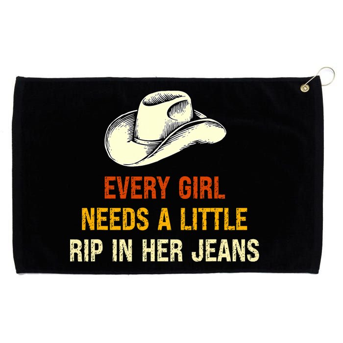 Every  Needs A Little Rip In Her Jeans Vintage Retro Grommeted Golf Towel