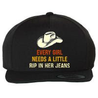 Every  Needs A Little Rip In Her Jeans Vintage Retro Wool Snapback Cap