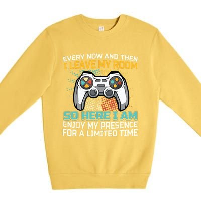 Every Now And Then I Leave My Room Funny Gaming Gamer Gift Premium Crewneck Sweatshirt