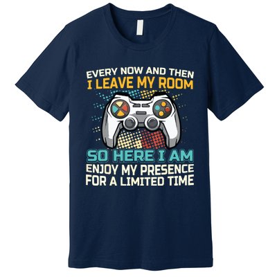 Every Now And Then I Leave My Room Funny Gaming Gamer Gift Premium T-Shirt